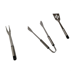 Set of 3 Deluxe 45cm Barbecue / BBQ Tools / Fork Turner & Tongs