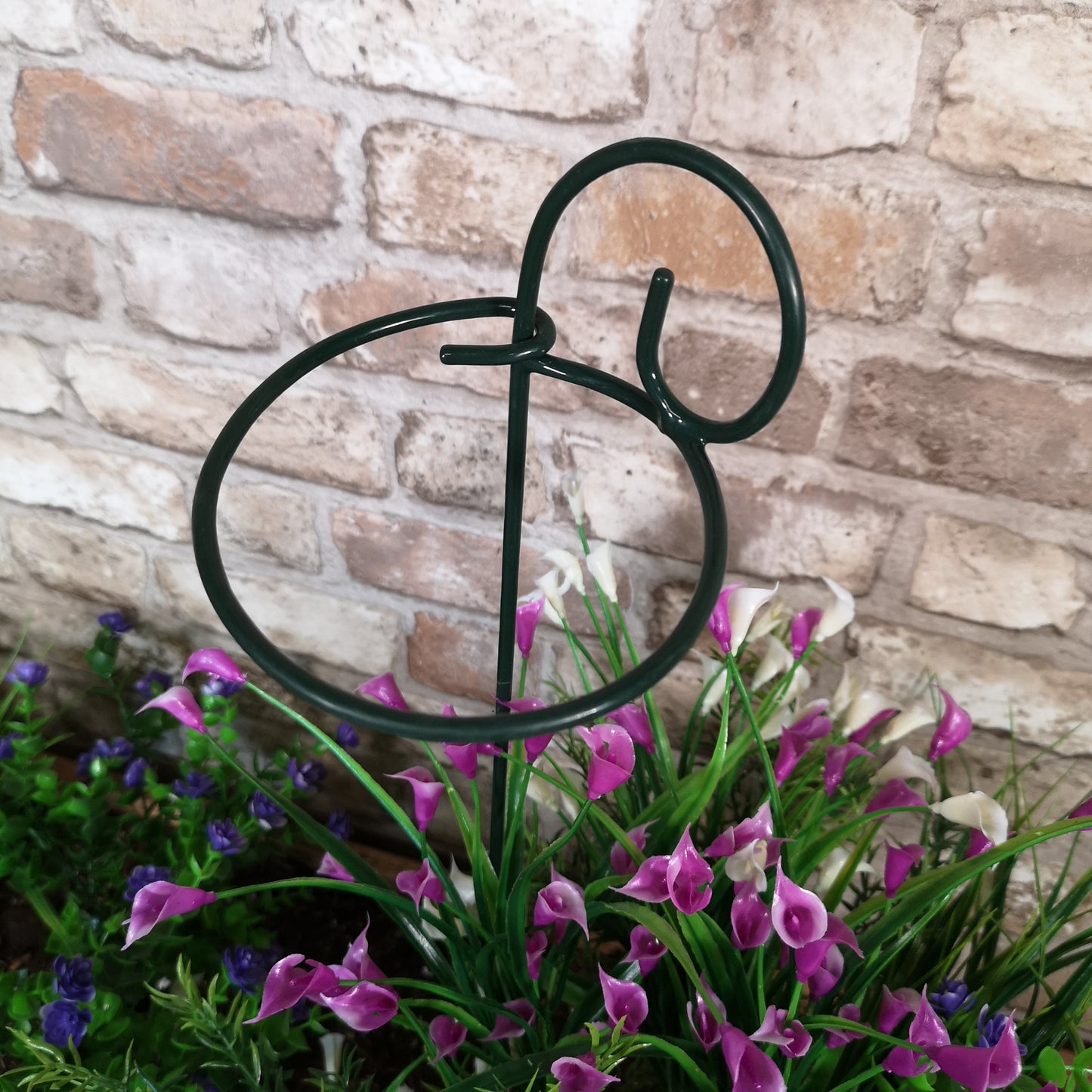 Pack of 6 Tom Chambers Urban Metal Herbaceous Garden Green Single Stem Plant Support Rings 12cm x 38cm