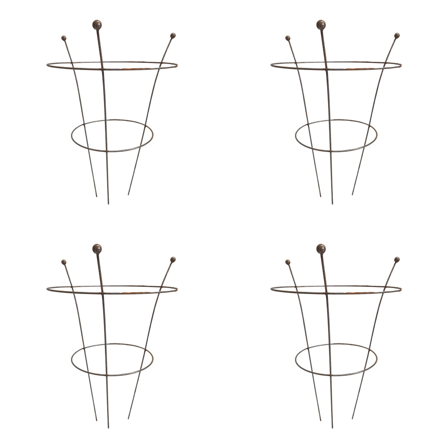 Pack of 4 Tom Chambers Herbaceous Bare Rusted Steel Garden Plant Support Medium 54cm x 40cm