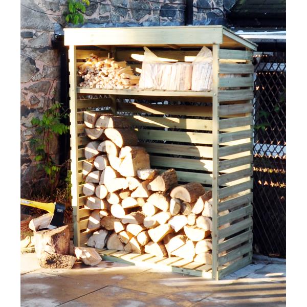 Large Wooden Garden Log Store Shed with Shelf 156cm x 117cm