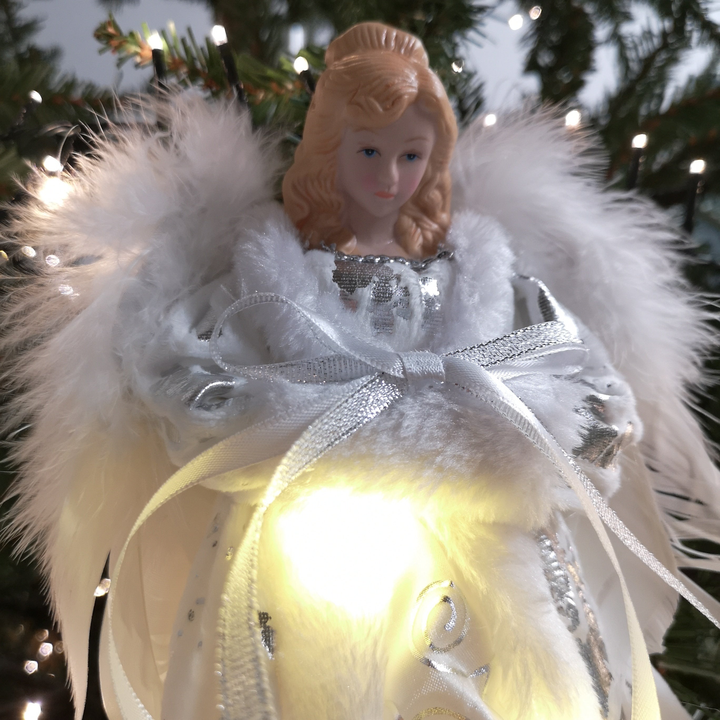 30cm Premier Lit Angel Christmas Tree Topper with Warm White LEDs