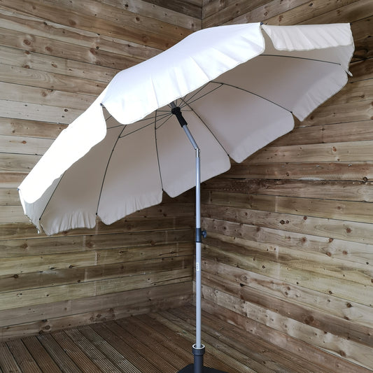 250cm Extending Parasol Umbrella with Tilt Action in Cream for Garden or Patio 2736