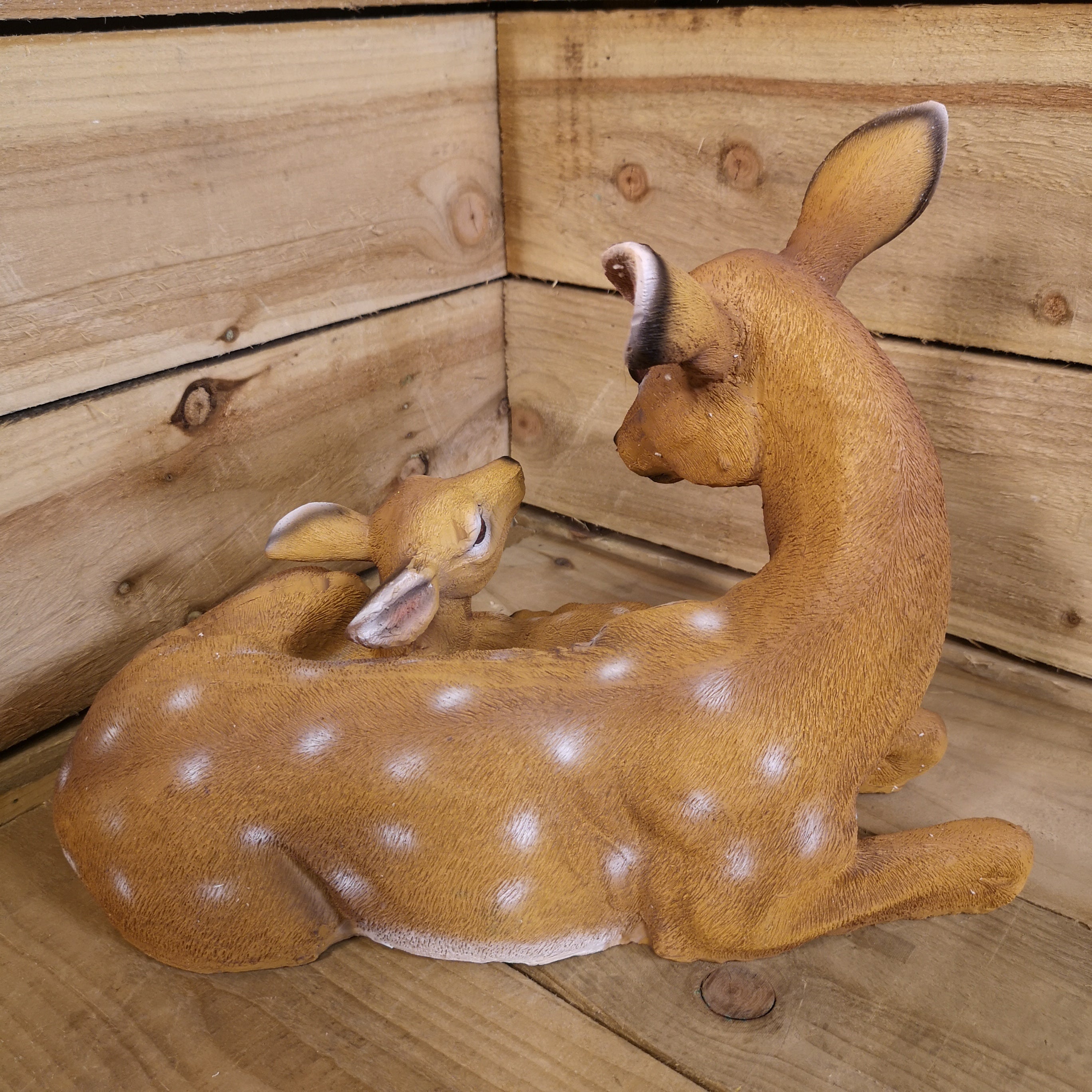 30cm Premier Christmas Resting Reindeer Doe and Fawn Mum and Baby Ornament