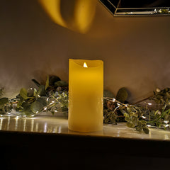 18cm x 9cm Battery Operated Dancing Flame Candle with Timer in Cream