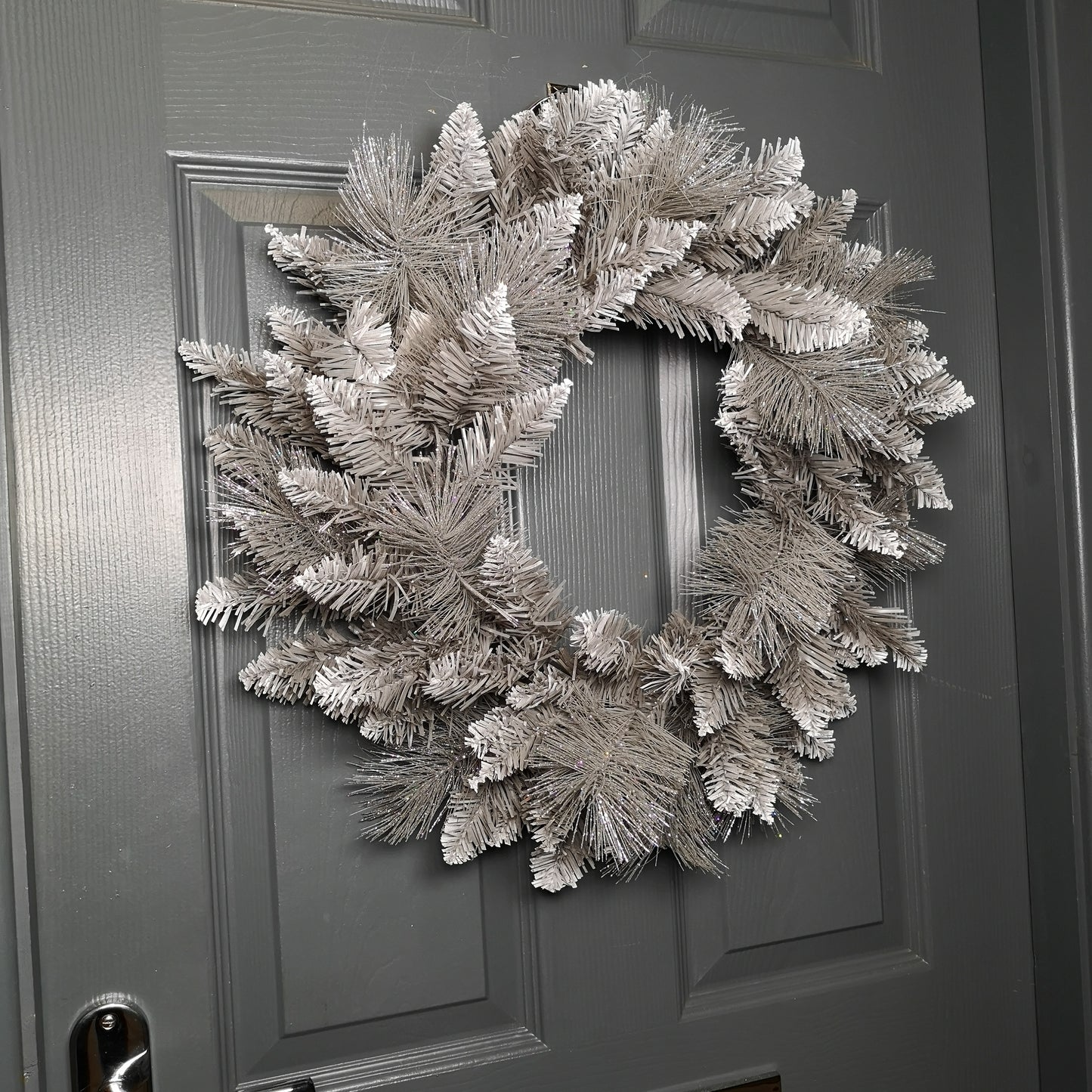 50cm Premier Snow Tipped Silver Christmas Glitter Door Wreath Decoration