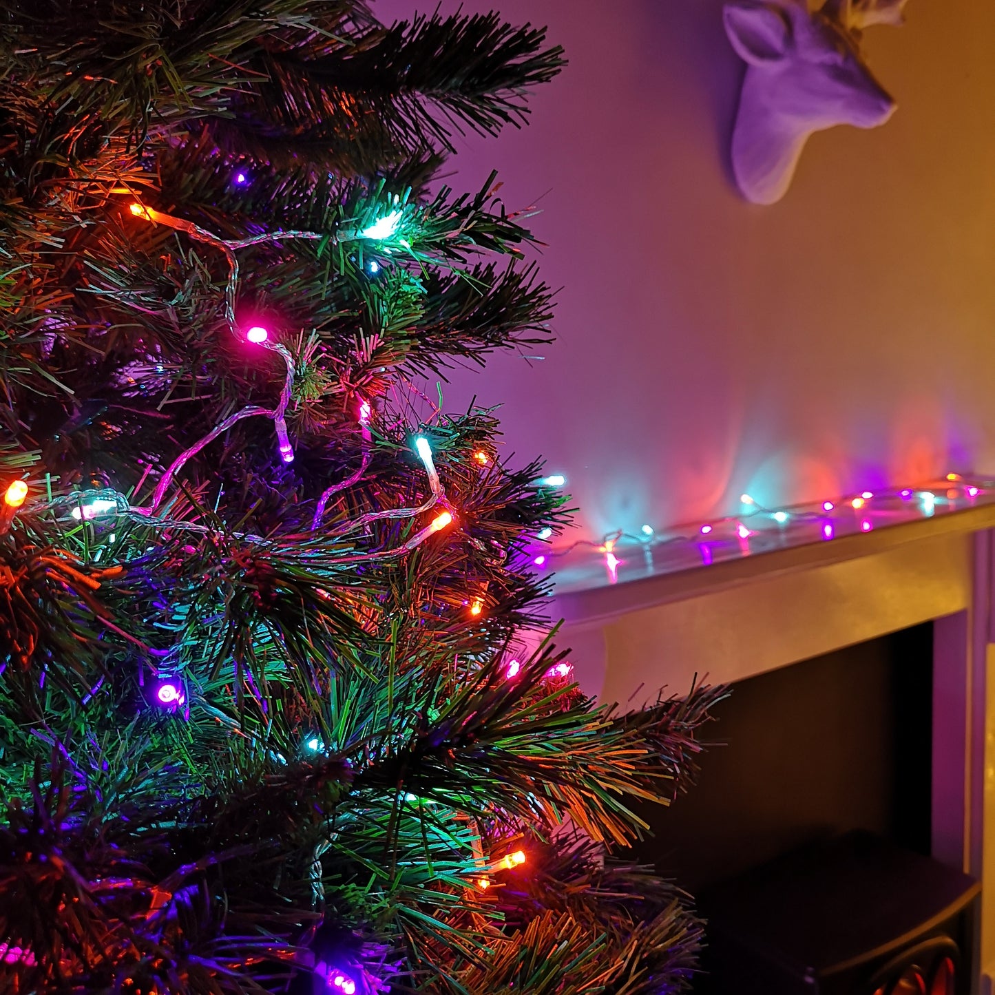 200 LED 16m Premier Christmas Outdoor Multi Function Timer Lights with Clear Cable in Rainbow