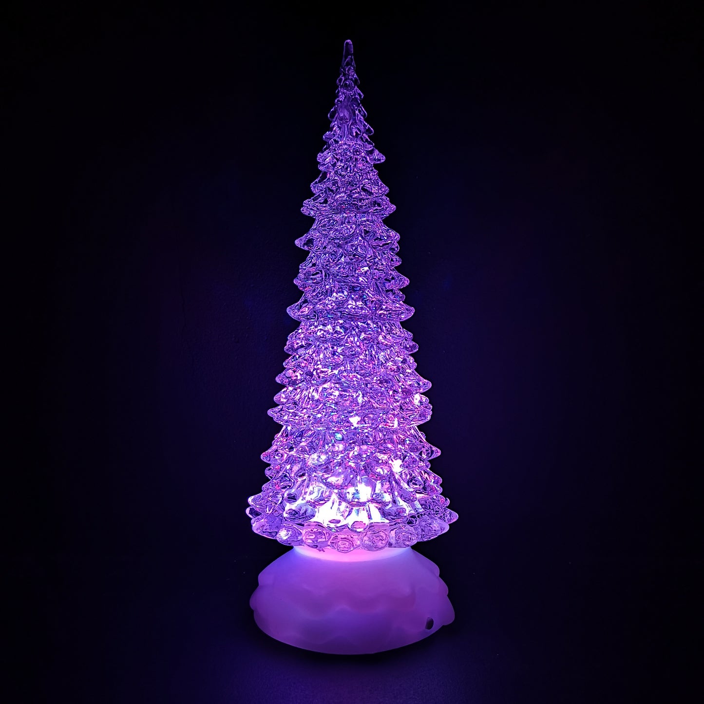27cm Snowtime Christmas Water Spinner Colour Changing Glitter Christmas Tree Dual Powered