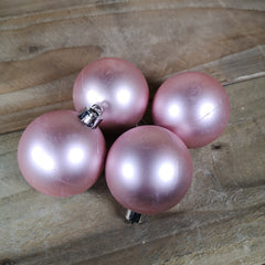 16 x 6cm Christmas Blush Pink Glitter Gloss And Matte Baubles Tree Decorations
