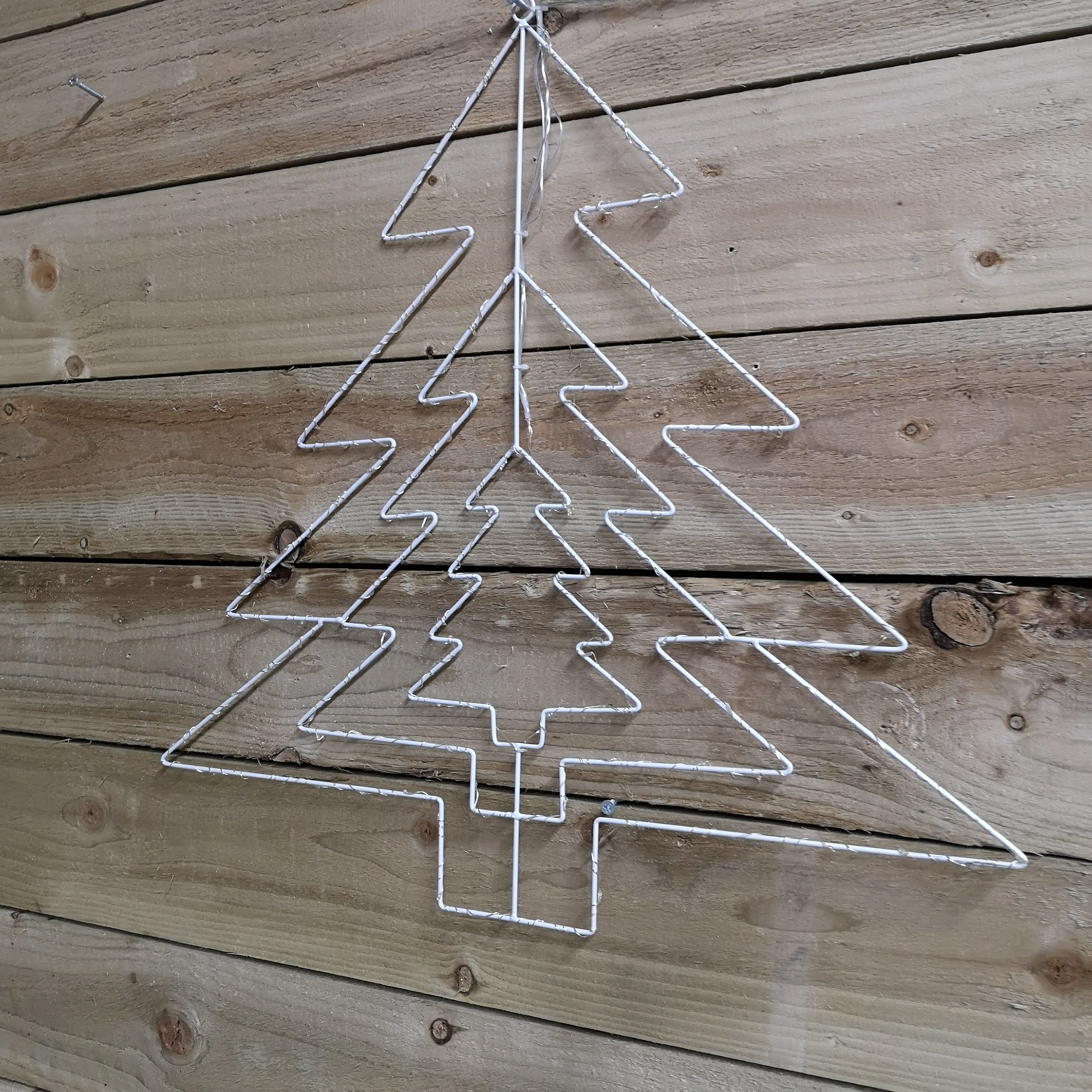 62cm Multi-function LED White Metal Frame Christmas Tree Silhouette Decoration