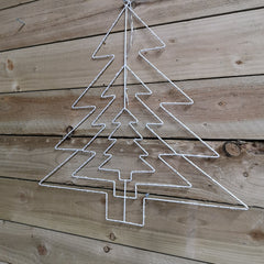 62cm Multi-function LED White Metal Frame Christmas Tree Silhouette Decoration