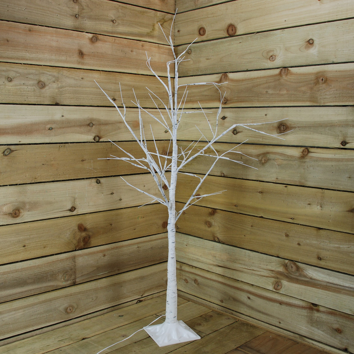 2.4m (8ft) Christmas Outdoor Birch Tree with 136 Ice White LEDs