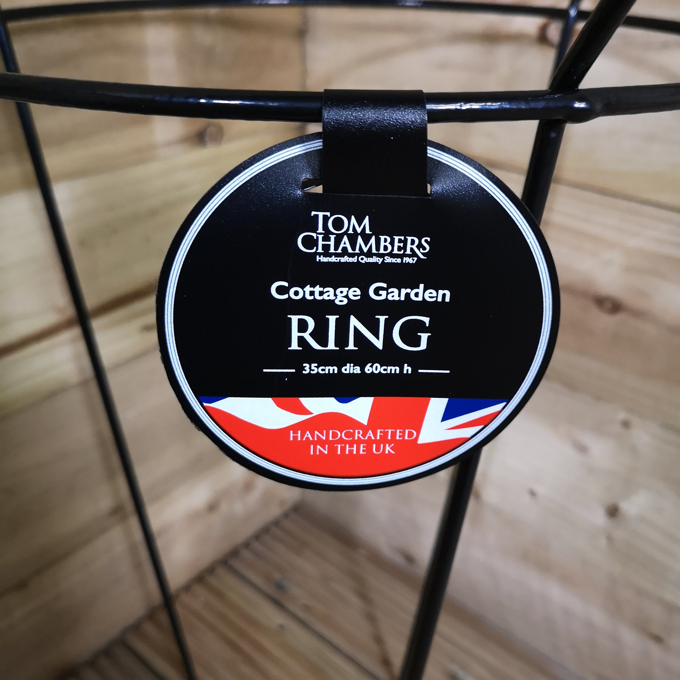 2 Pack of Tom Chambers Cottage Heavy Duty Black Metal Steel Herbaceous Garden Plant Support Ring 60cm x 35cm