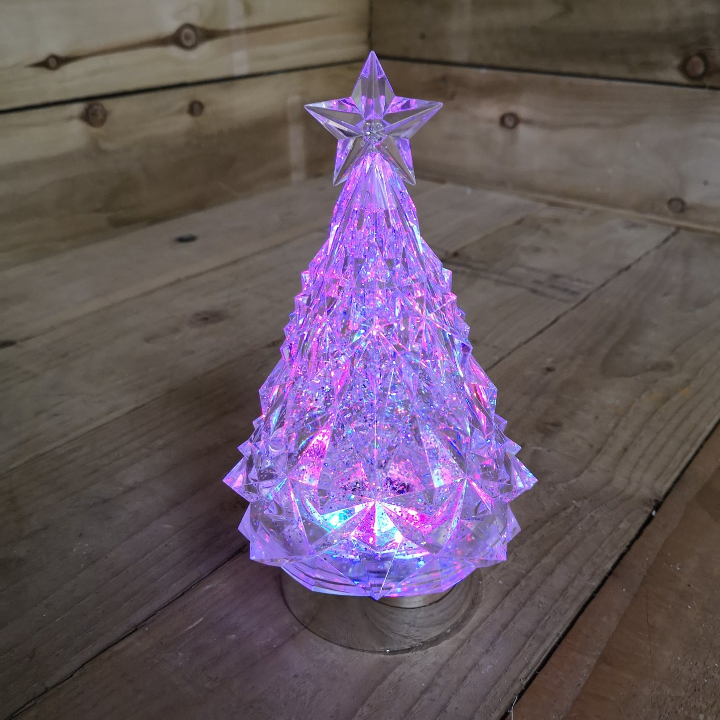 23cm Snowtime LED Christmas Glitter Water Spinner Colour Changing Tree