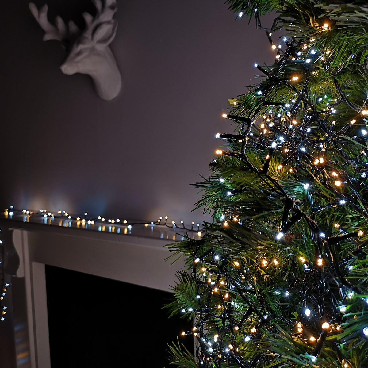 500 LED 12.5m Premier TreeBrights Indoor Outdoor Christmas Multi Function Mains Operated String Lights with Timer in Cool & Warm White