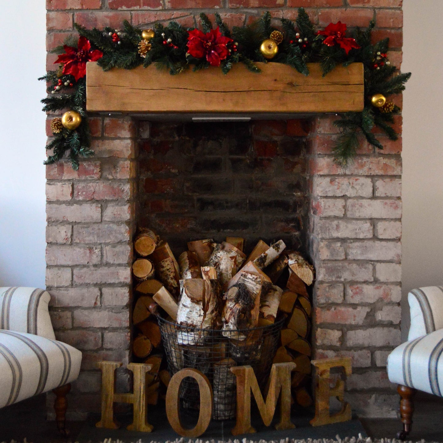 180cm (6ft) Deluxe Red and Gold Poinsettia Christmas Garland Decoration