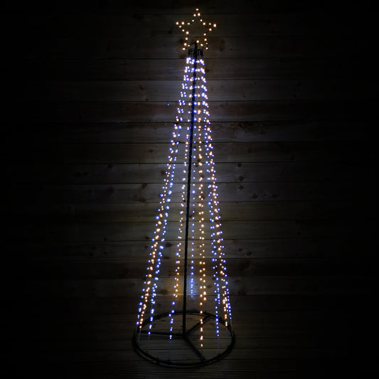13ft 4m Premier Christmas Outdoor Black Pin Wire LED Pyramid Maypole Tree in Warm & Cool White Mix 2736