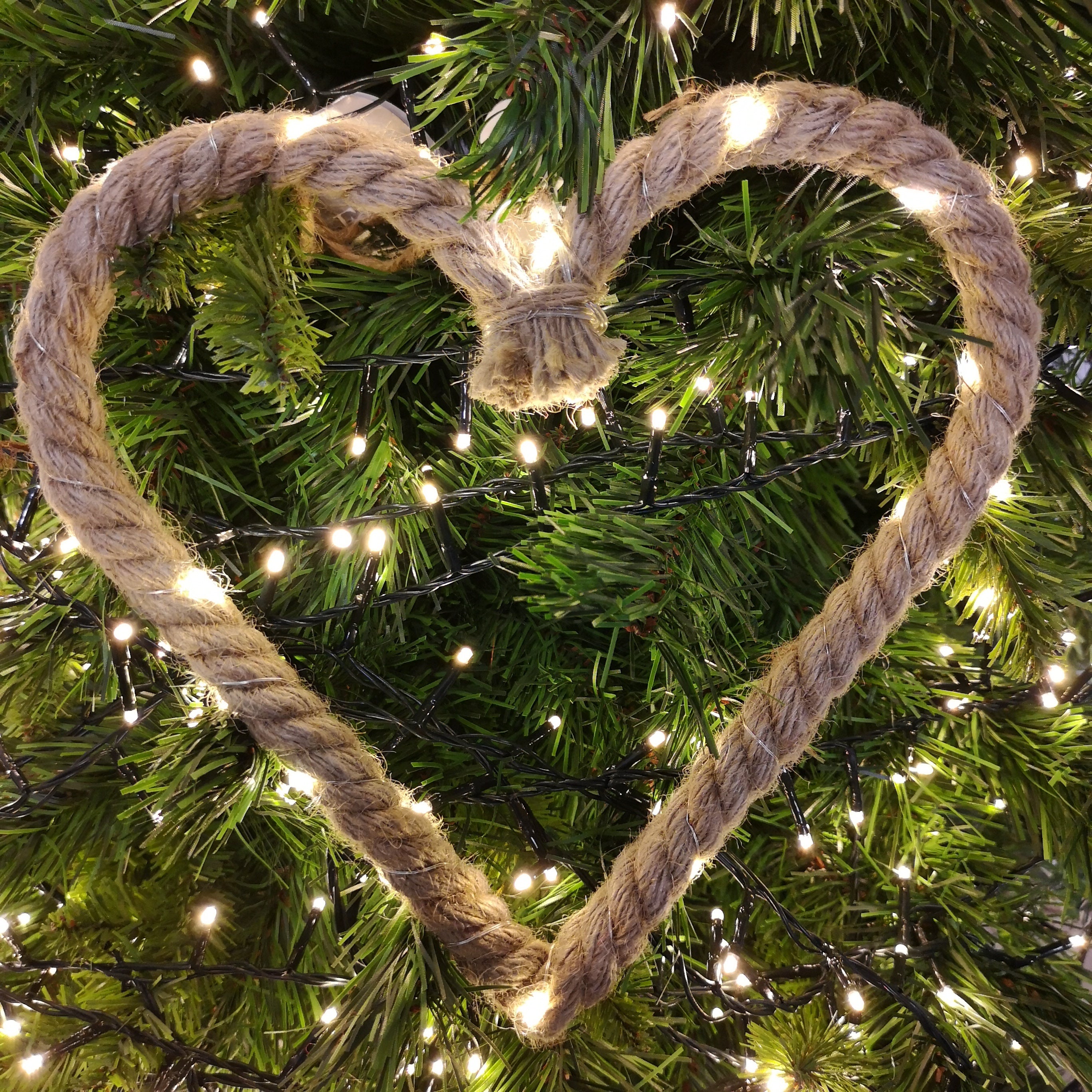 35cm Battery Operated Warm White Pin Wire LED Lit Hanging Christmas Rope Heart