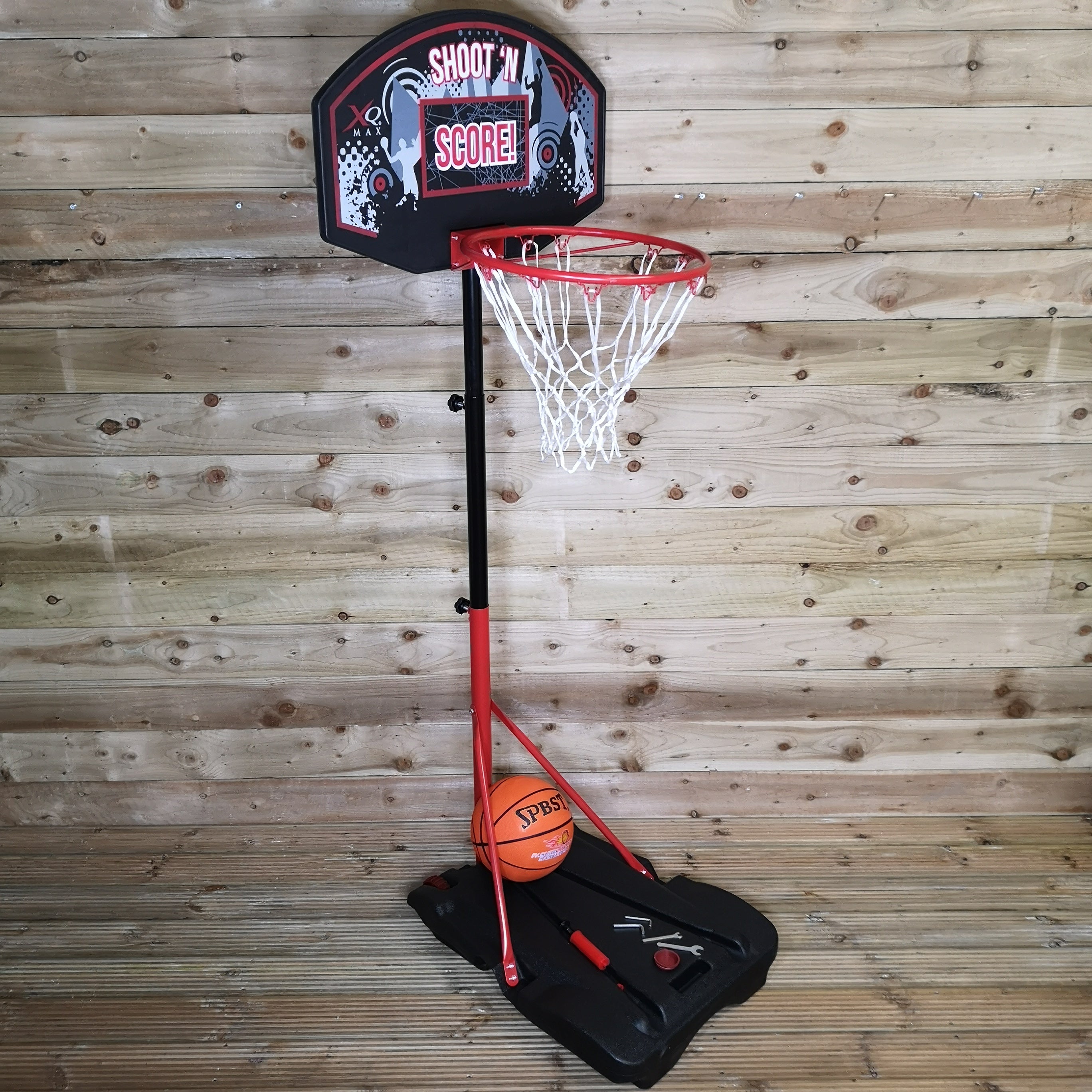 ø45cm 8ft Adjustable Height Portable Freestanding Outdoor Basketball Set with Hoop Net and Ball