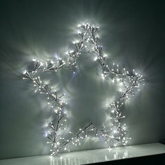 90cm Premier Twinkling LED Silver Star Silhouette Christmas Decoration in Cool White
