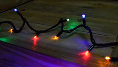 300 Multi Coloured LED Super-Long 29.9m Connectable Lights on a Black Cable
