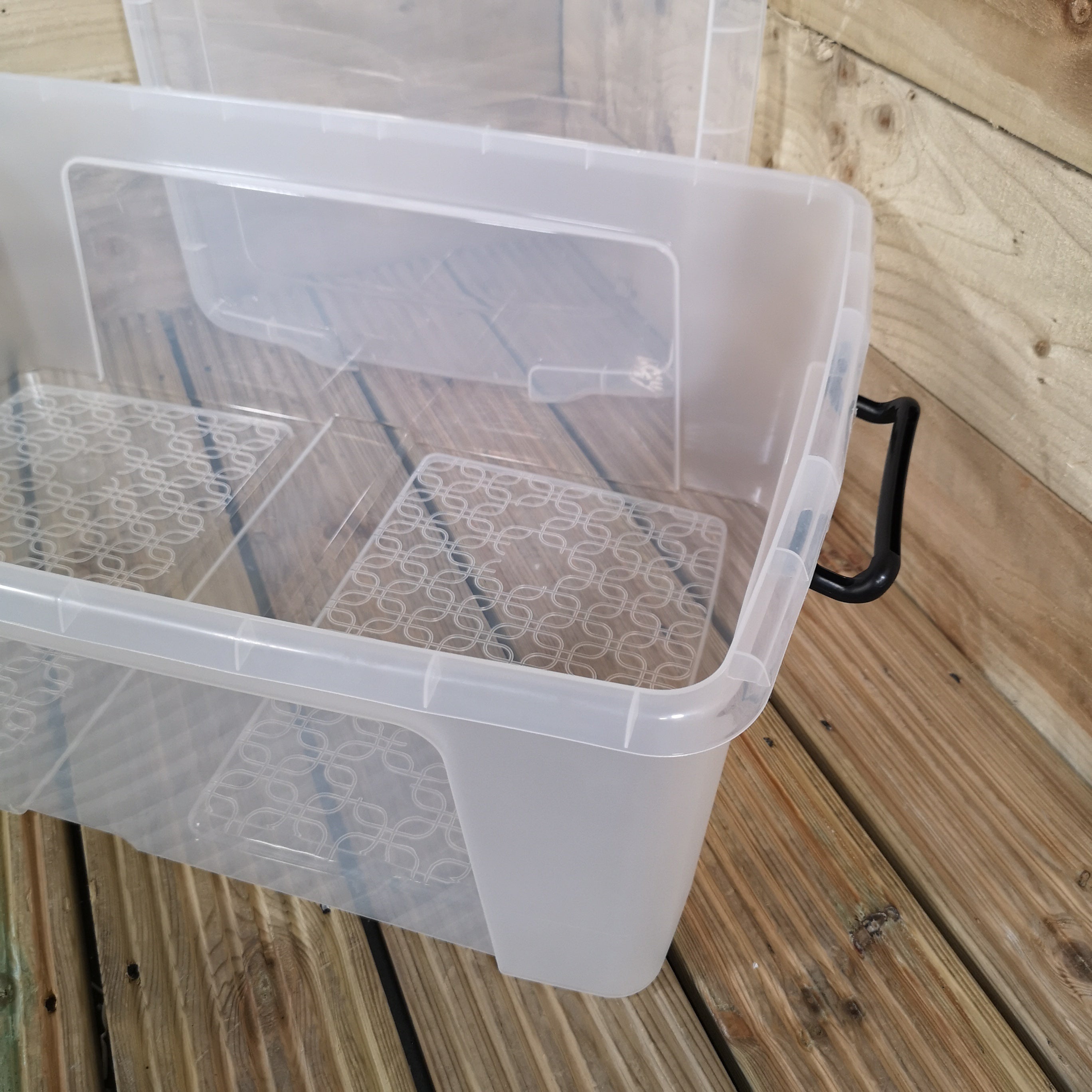 6 x 50L Smart Storage Boxes, Clear with Clear Extra Strong Lids, Stackable and Nestable Design Storage Solution