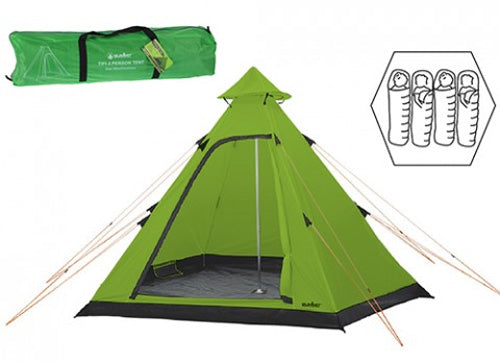 Summit Hydrahalt - 4 Person  Green Tipi Camping Outdoors Tent Includes Pegs