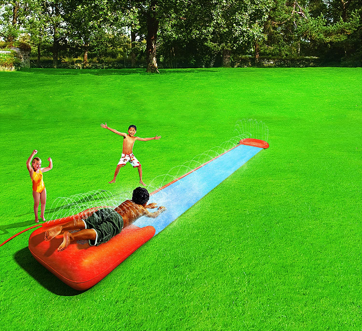 Bestway 5.5m (18ft) Single Slip & Slide with Inflatable Ramp & Sprinklers