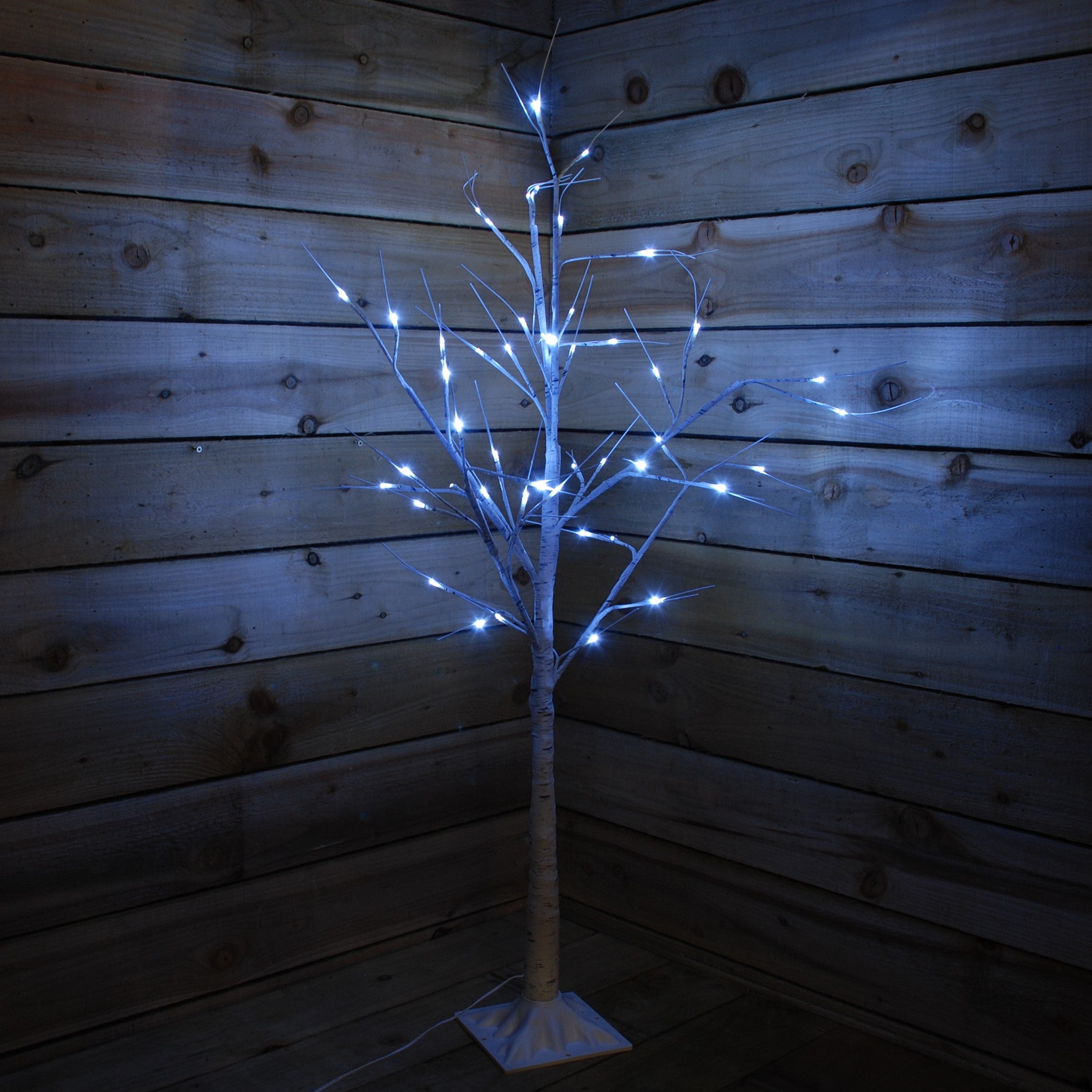 2.4m Christmas Outdoor Birch Tree 136 Ice White LEDs