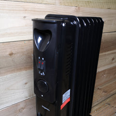1500w 1.5kw 7 Fin Slim Line Black Oil Filled Radiator Heater