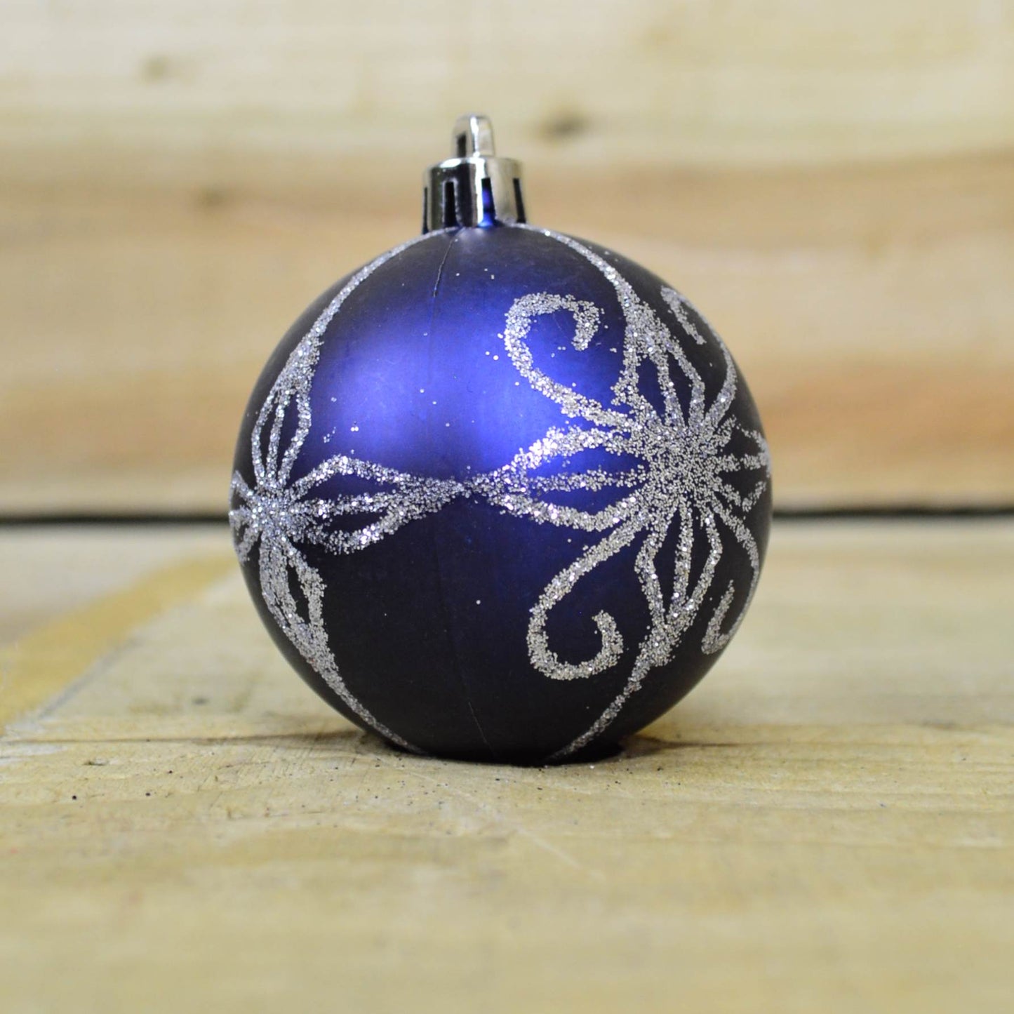 9 Pack Premier 60mm Deluxe Glitter Christmas Tree Baubles - Midnight Blue