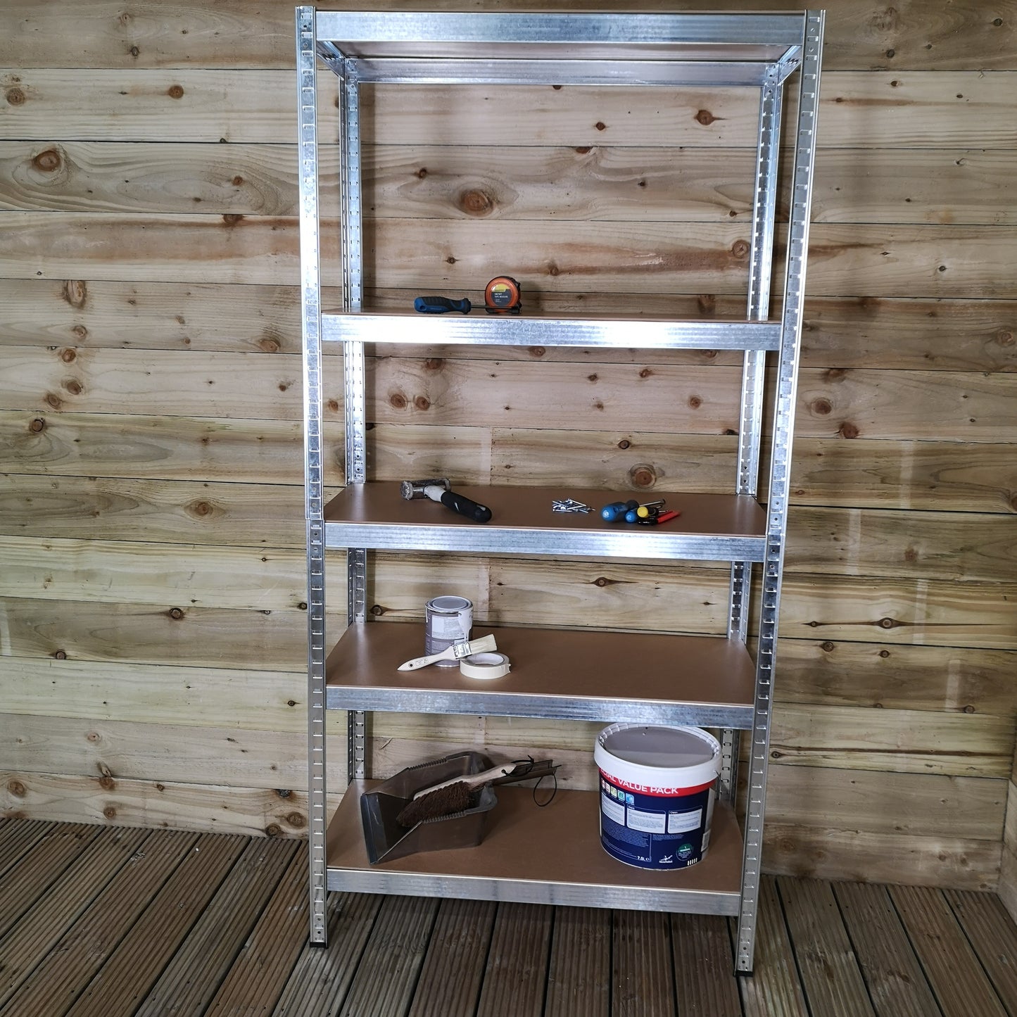 Set of 2 Garage Shelving 90cm Wide & 180cm High Heavy Duty 5 Tier Multipurpose Metal Racking Unit / Warehouse Shelving Storage