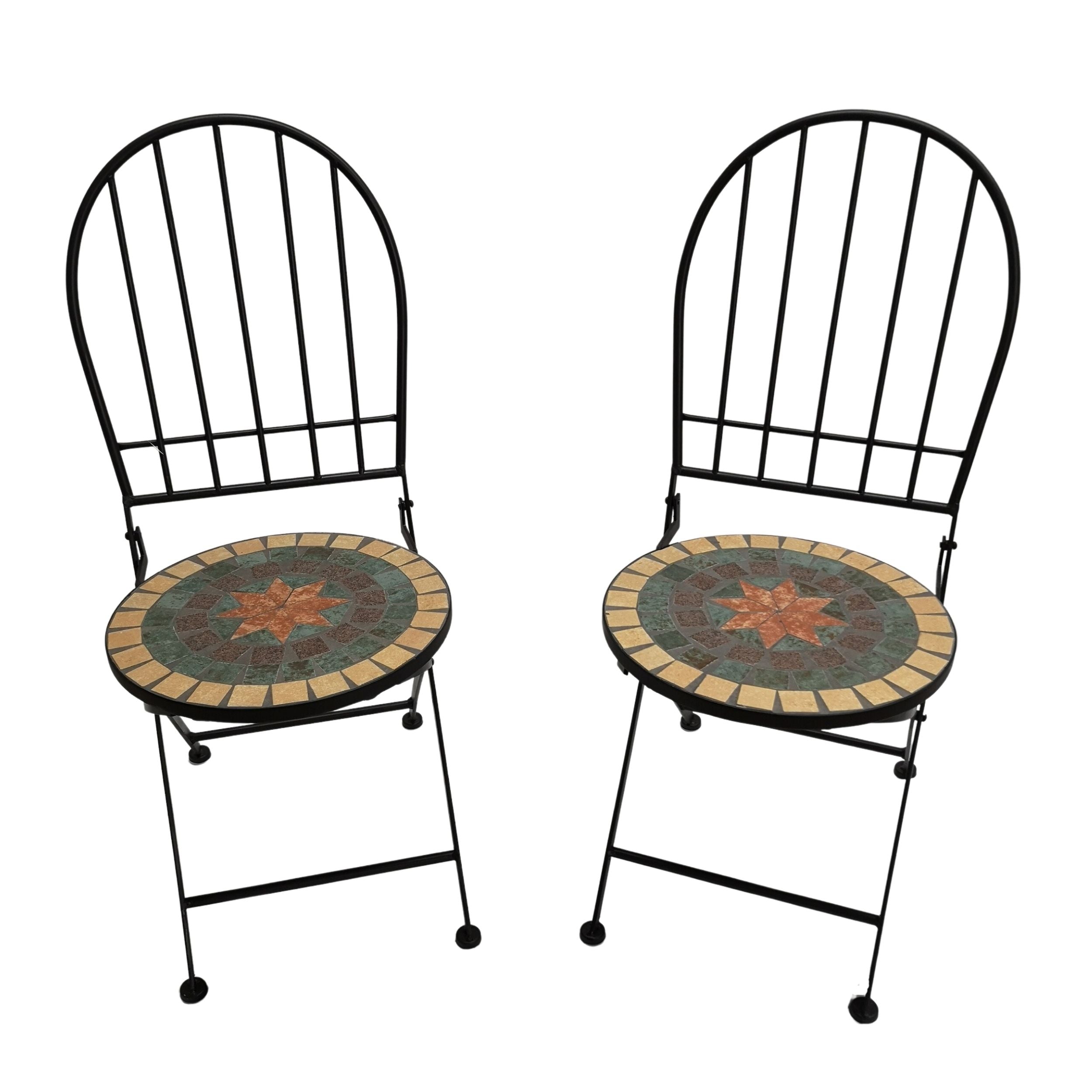 Set of 2 Outdoor Black Metal Bistro Chairs for Garden Patio Balcony