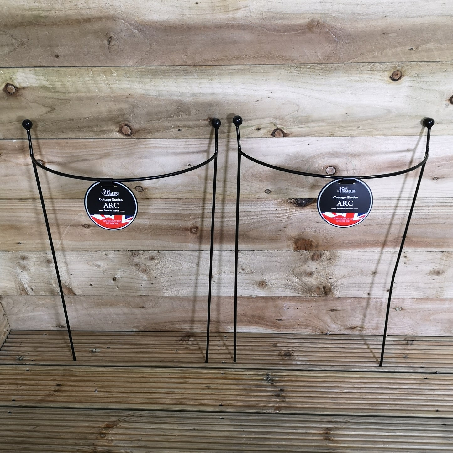 2 Pack of Tom Chambers Cottage Heavy Duty Black Metal Steel Herbaceous Garden Plant Support Arc Small 60cm x 36cm