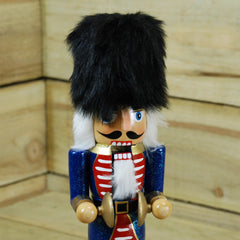 36cm Christmas Nutcracker Soldier Ornament - Blue Jacket With Cymbals