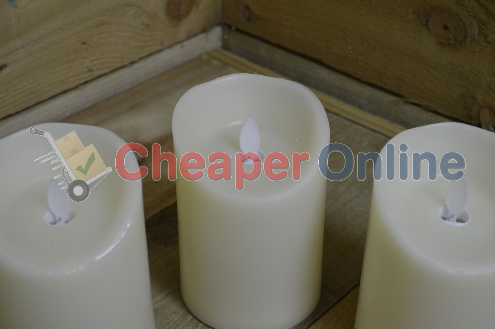 Set of 3 - 13cm x 9cm Battery Operated Dancing Flame Candle with Timer in Cream