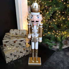 60cm Wooden Christmas Nutcracker Soldier Decoration with Gold Body and Shoes