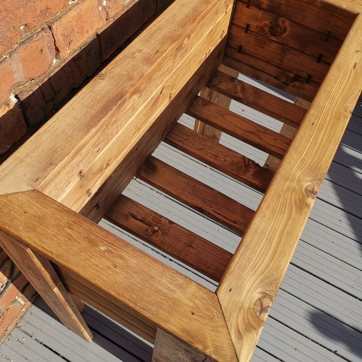 Hand Made Rustic Wooden Medium Raised Garden Trough / Flower Bed Planter