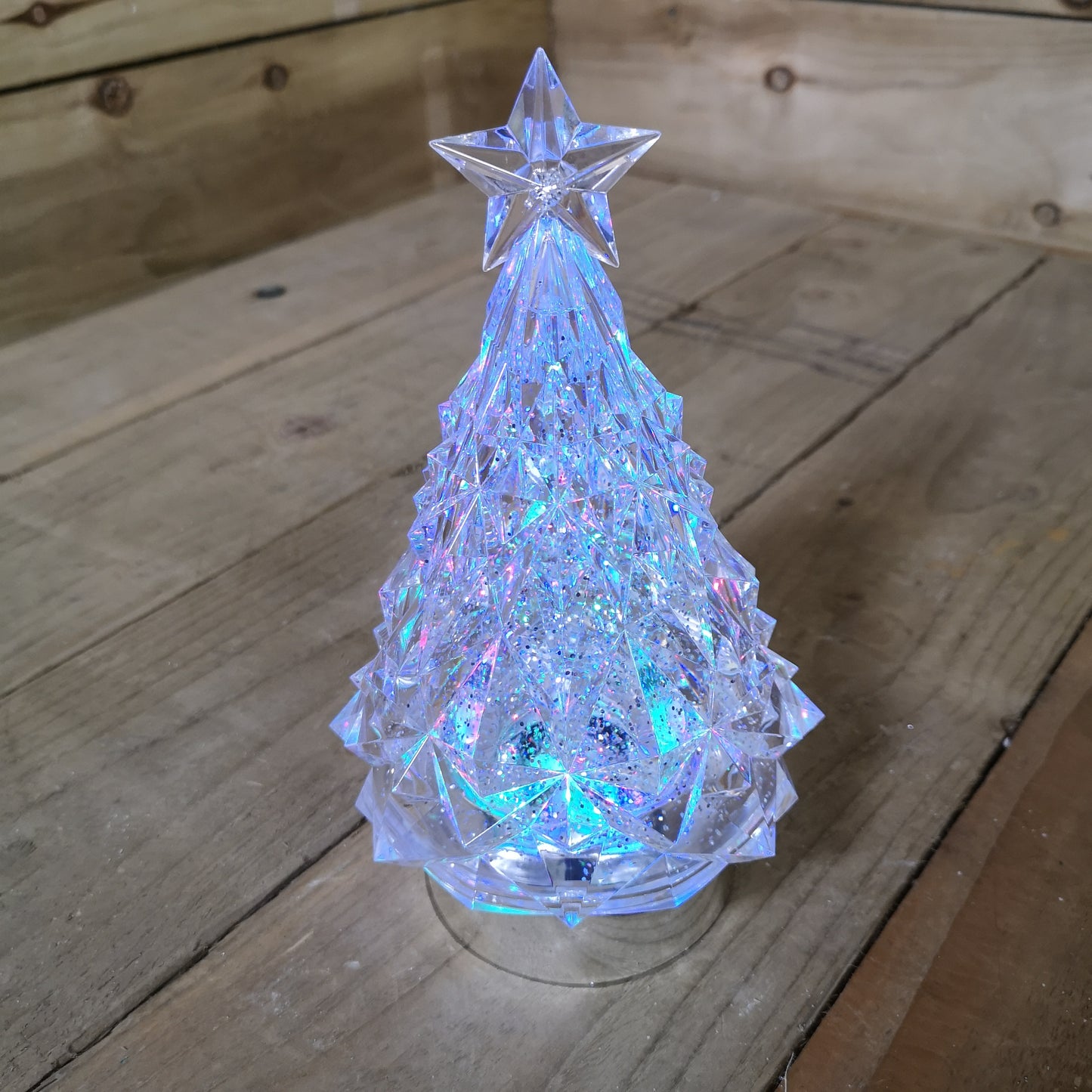 23cm Snowtime LED Christmas Glitter Water Spinner Colour Changing Tree