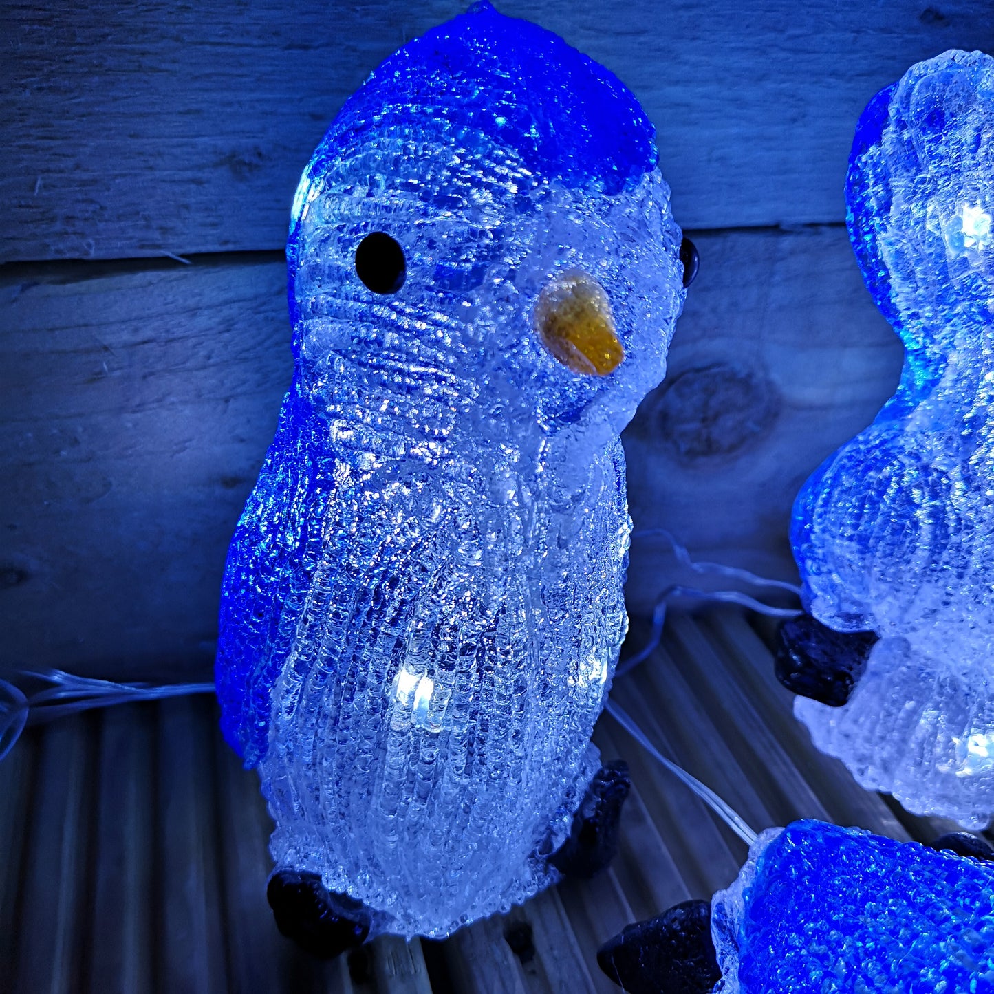 23cm Set of 3 Acrylic Ice White LED Penguins Indoor Outdoor Christmas Decoration