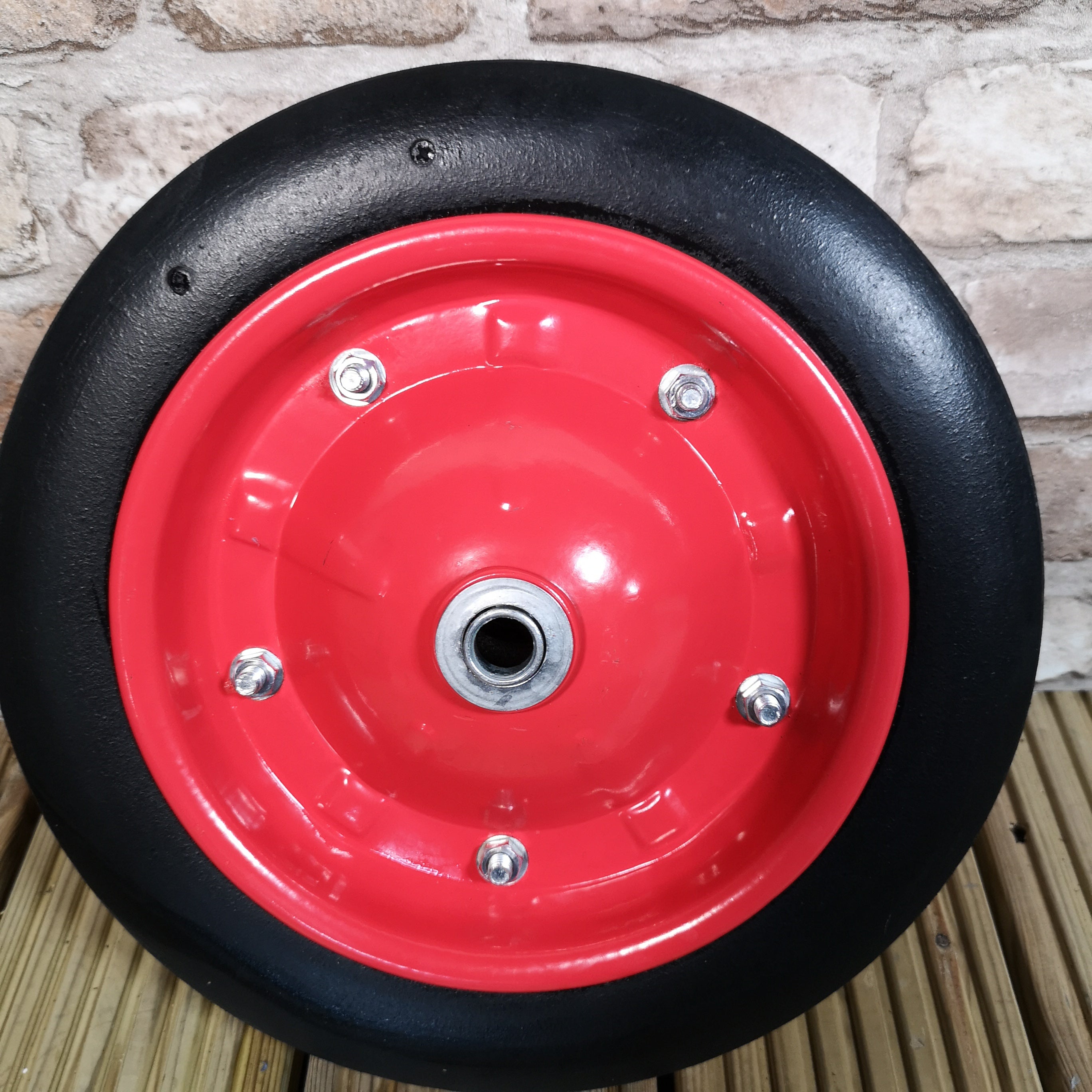 Replacement 13" x 3" Puncture Proof / Solid Wheelbarrow Wheel With Axle