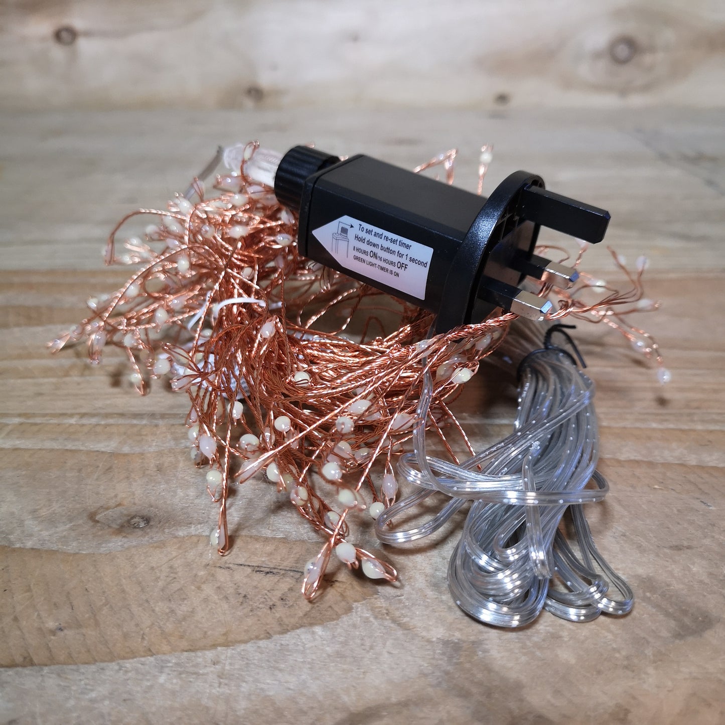 430 LED 2.7m Premier Christmas Outdoor 8 Function Rose Gold Wire Lights Warm White