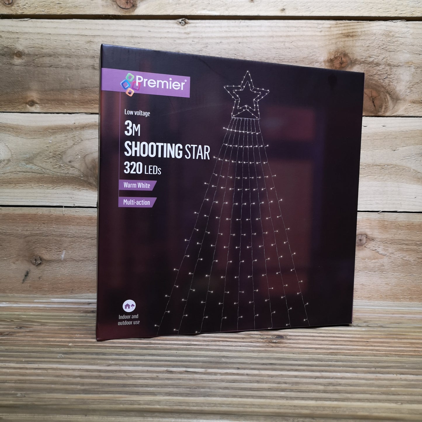 3m Indoor Outdoor Shooting Star Multifunction LED Christmas Decoration with Timer in Warm White