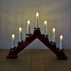 40cm Festive Christmas Candlebridge with 7 Bulbs in Red Battery Operated