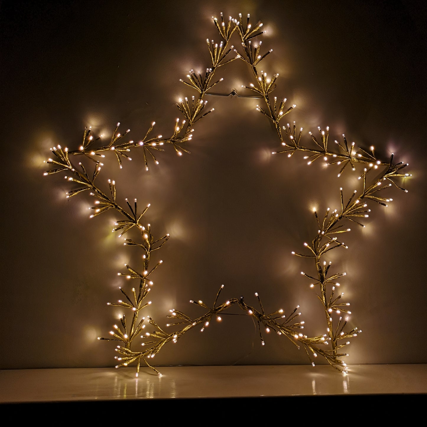 90cm Premier Twinkling LED Gold Star Silhouette Christmas Decoration in Warm White