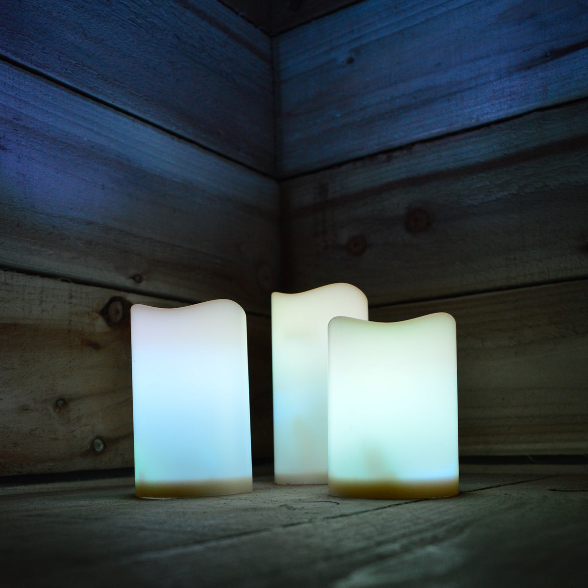 15cm Premier Set of 3 Battery Operated Multi Pastel Colour Changing LED Candles