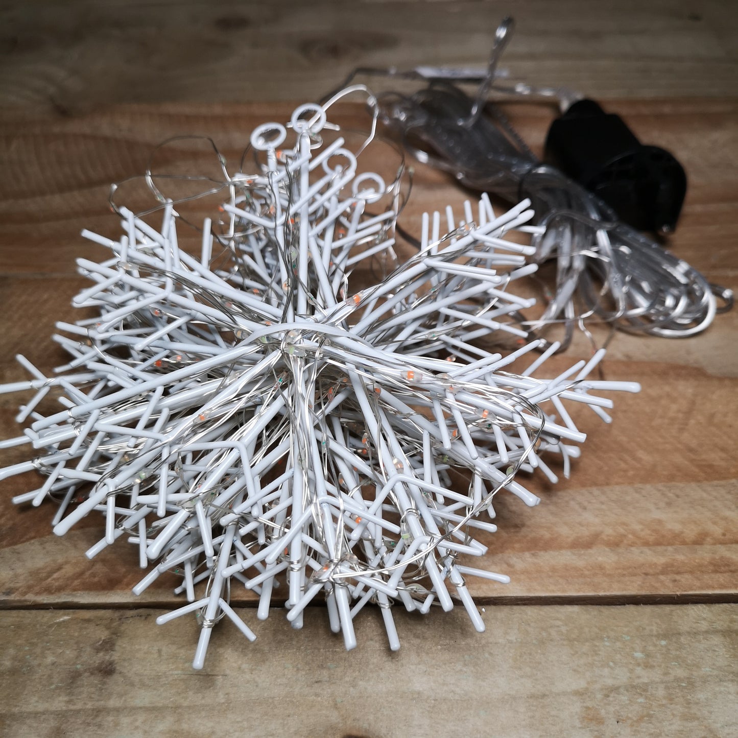 390 LED 1.3m x 1.2m Premier Christmas Snowflake Curtain Lights in Static Rainbow & Twinkling Orange