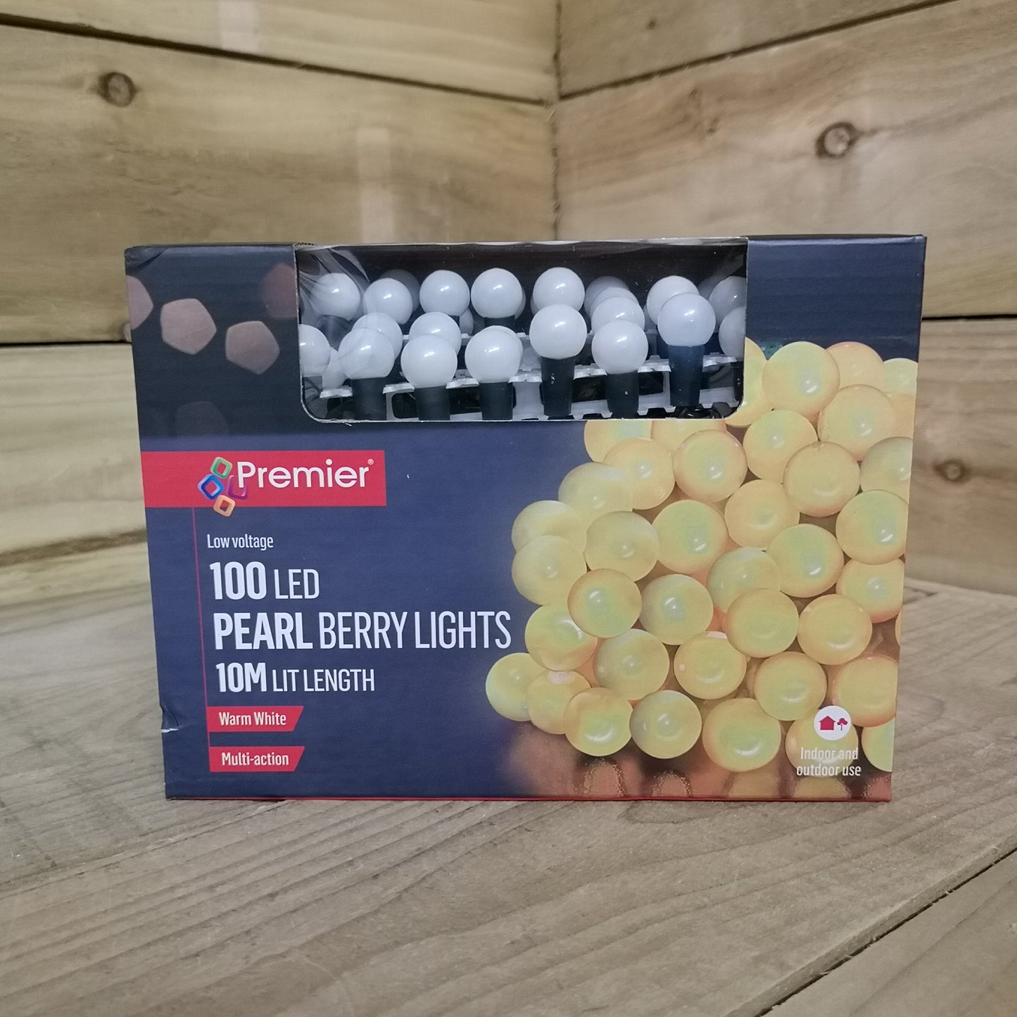 10m 100 LED Premier Multi Action Outdoor Pearl Christmas Lights Warm White