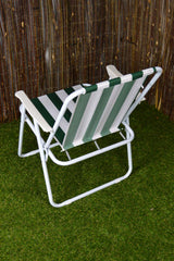 Green & White Striped Lightweight Folding Camping / Picnic / Garden Chair