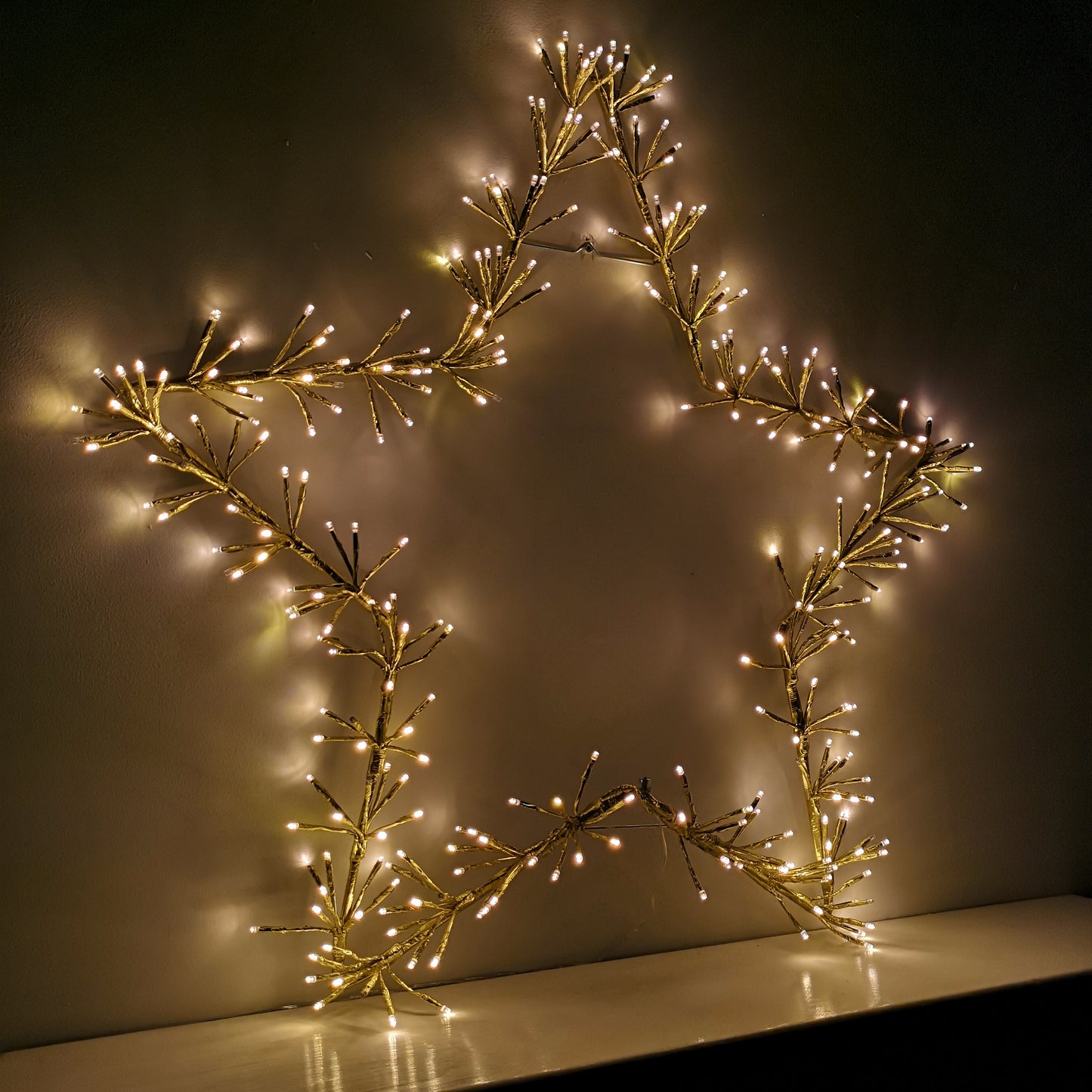 90cm Premier Twinkling LED Gold Star Silhouette Christmas Decoration in Warm White