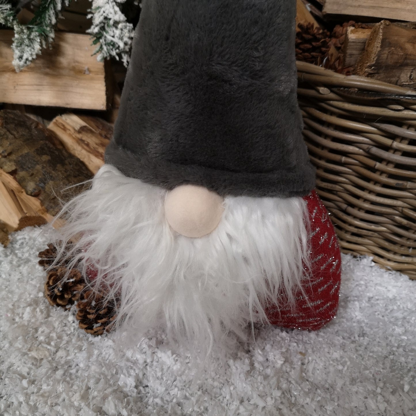 60cm Festive Christmas Light Up Lit Gonk with Grey Hat and Red Body